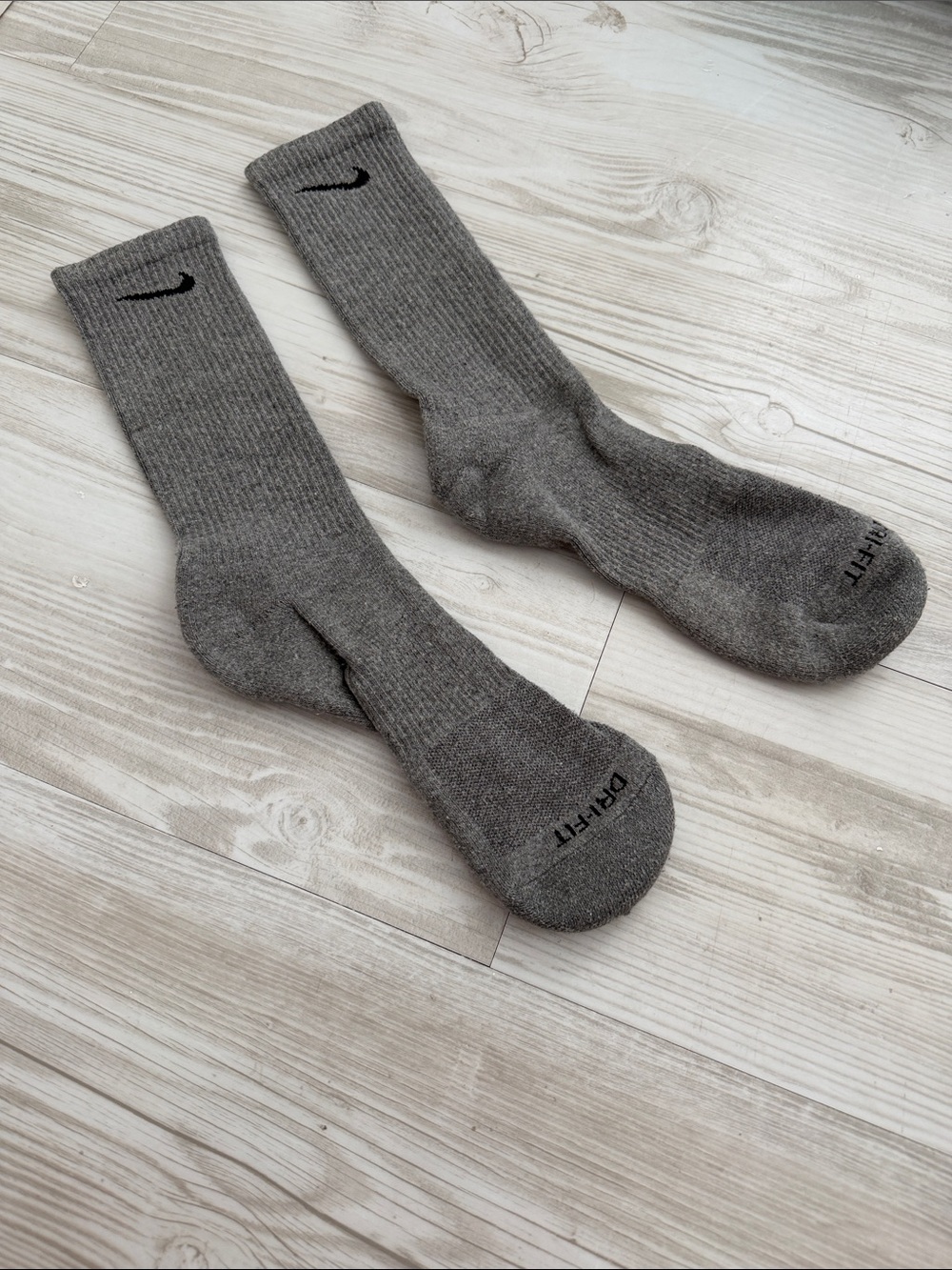 Nike Grey Athletic Crew Socks with Black Swoosh